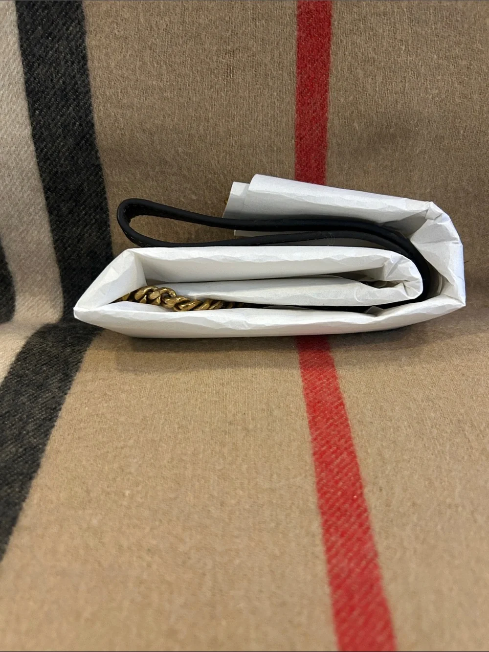 Gold Plated Cuban Chain Dog Leash With Black Leather Handle NWOT